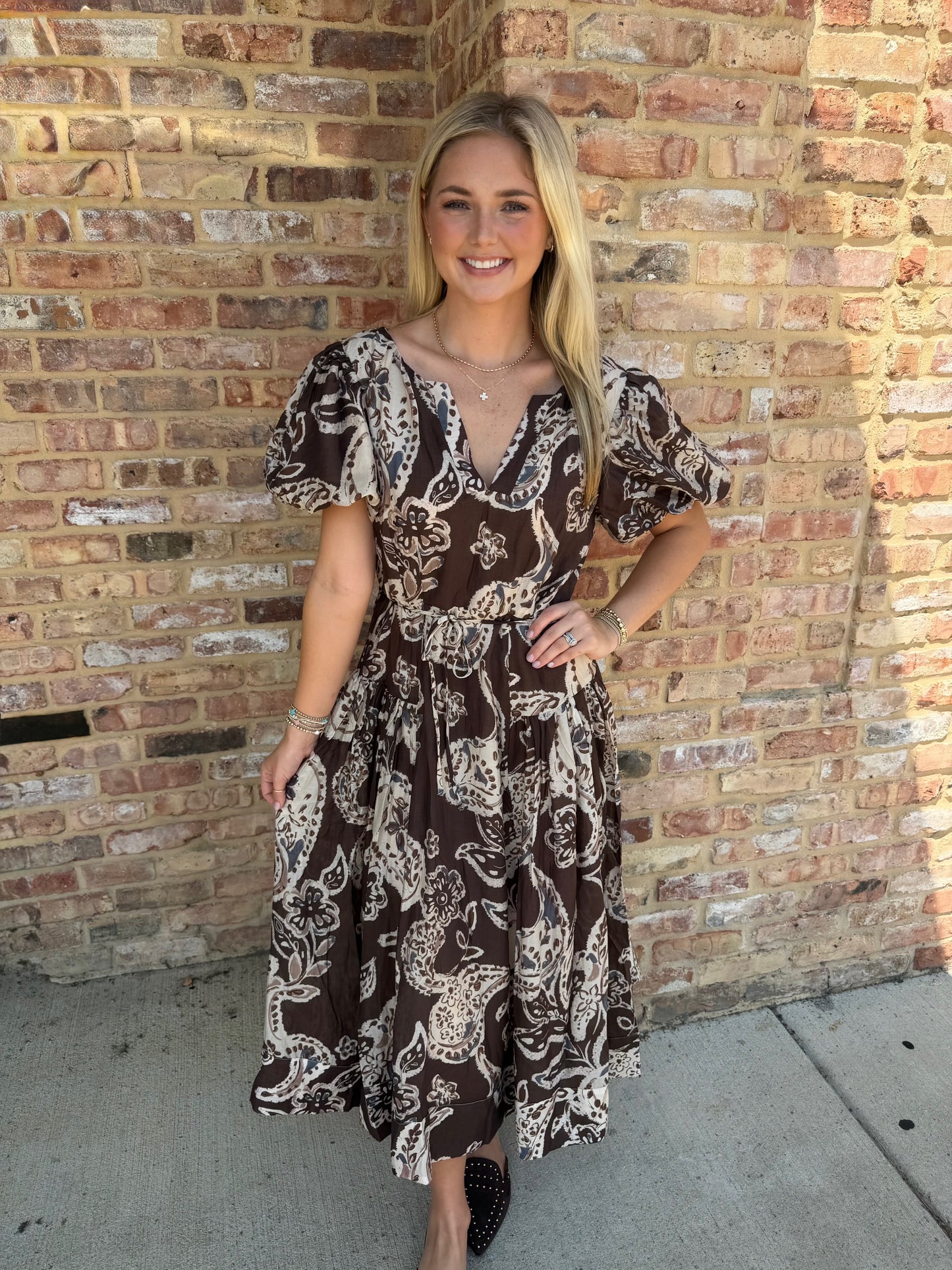 paisley midi dress