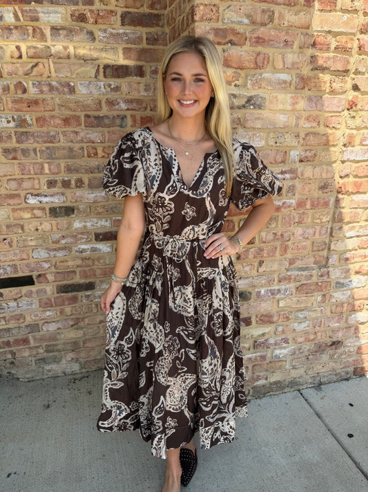 paisley midi dress