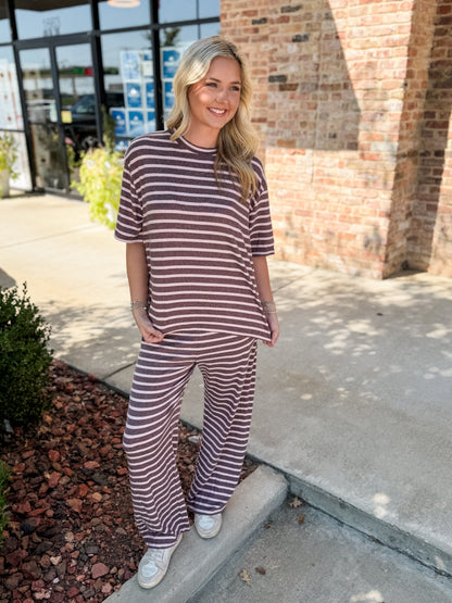 stripe wide leg pants