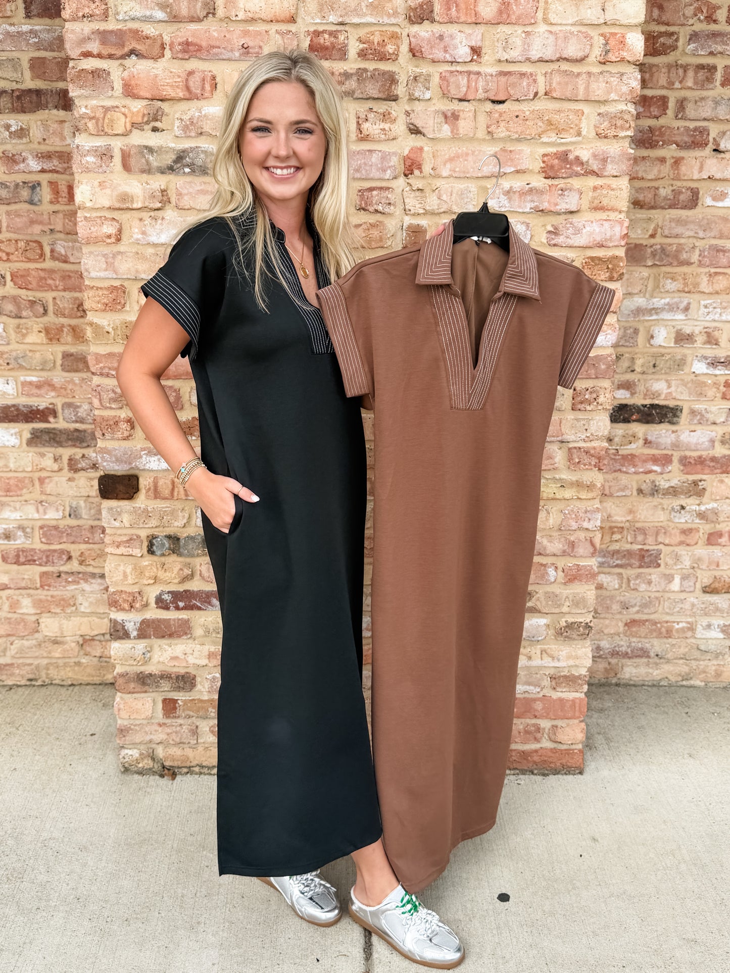farris collared midi dress