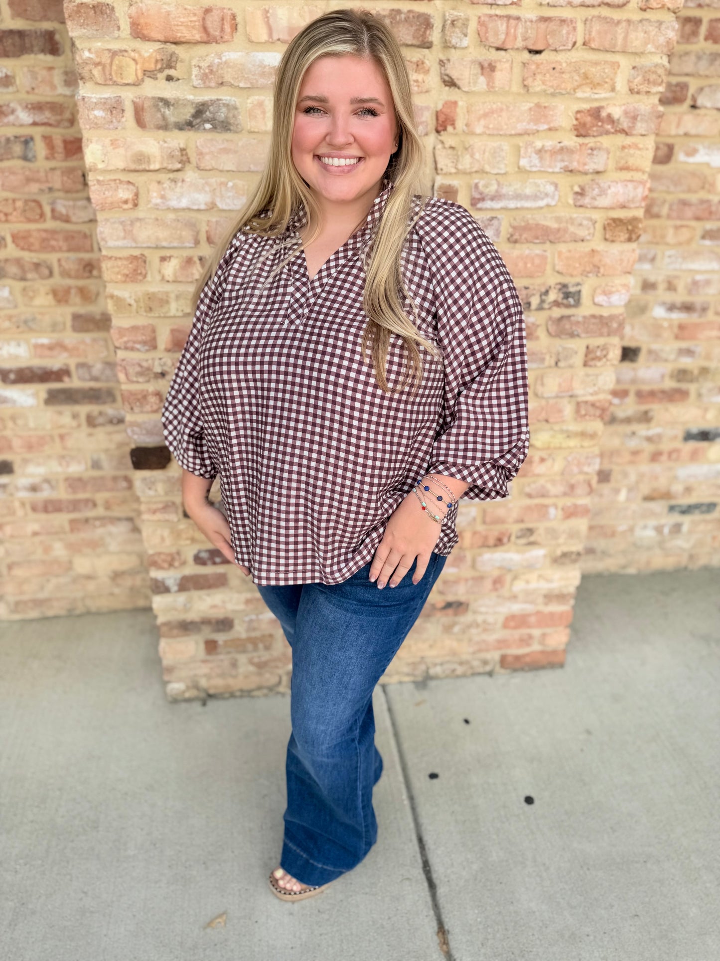fun gingham curvy top