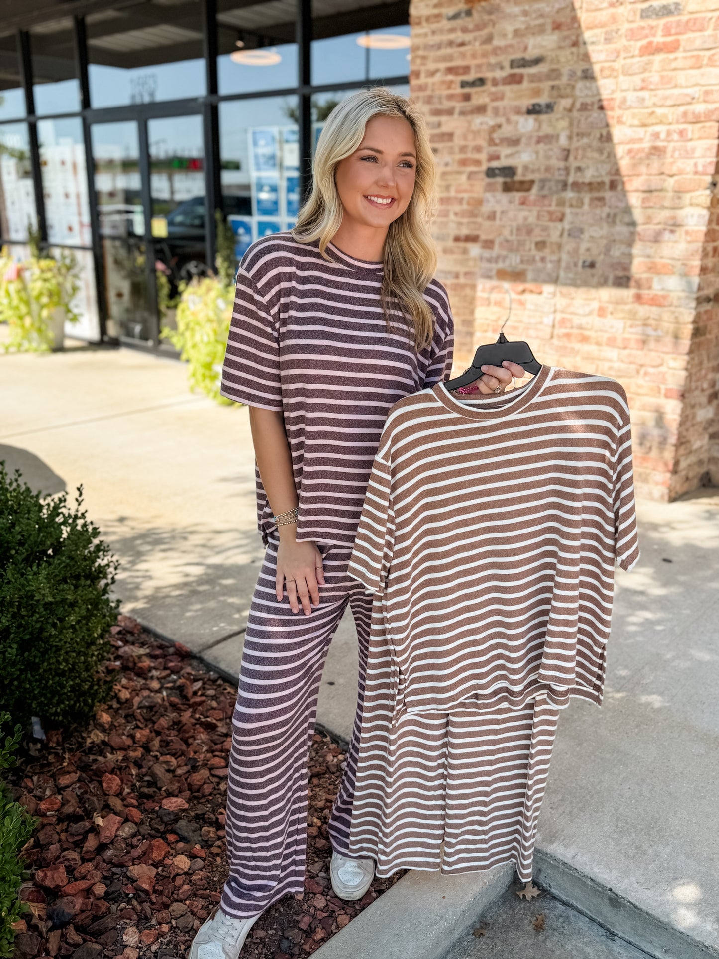 stripe wide leg pants