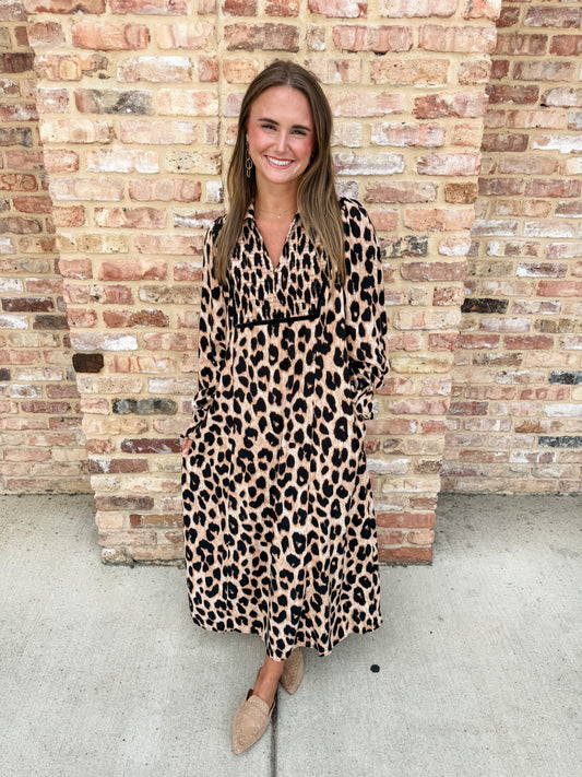 the ray midi dress - leopard