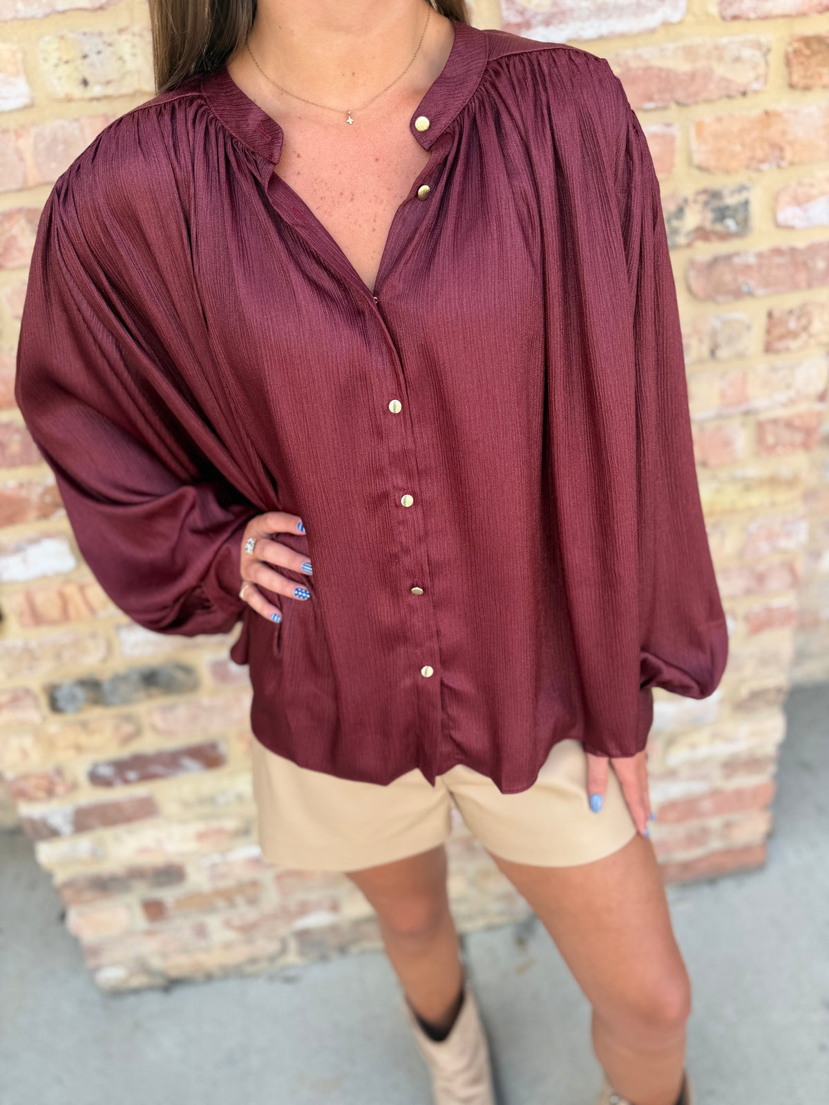 voluminous blouse - burgundy