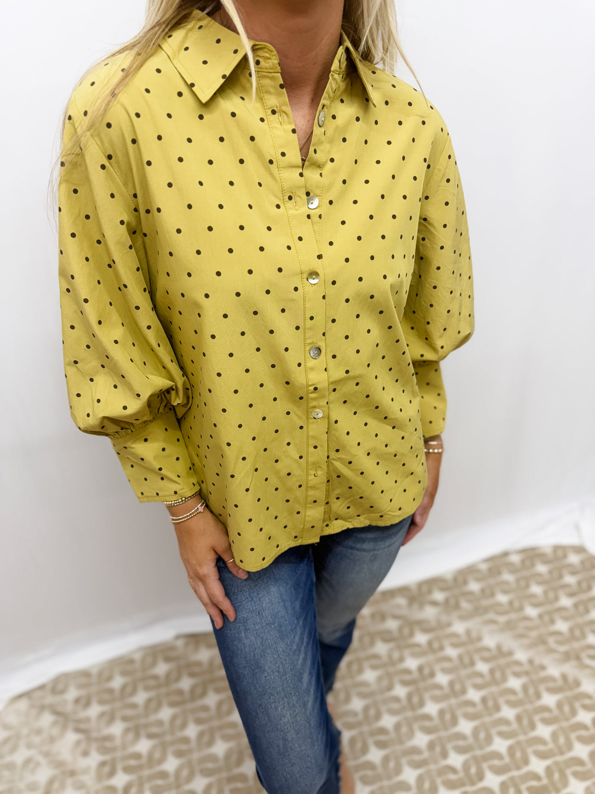 bishop polka dot top
