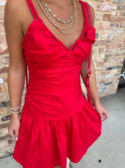 jeliany ruched dress - red