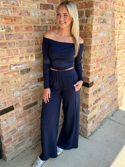 becca pant set in navy