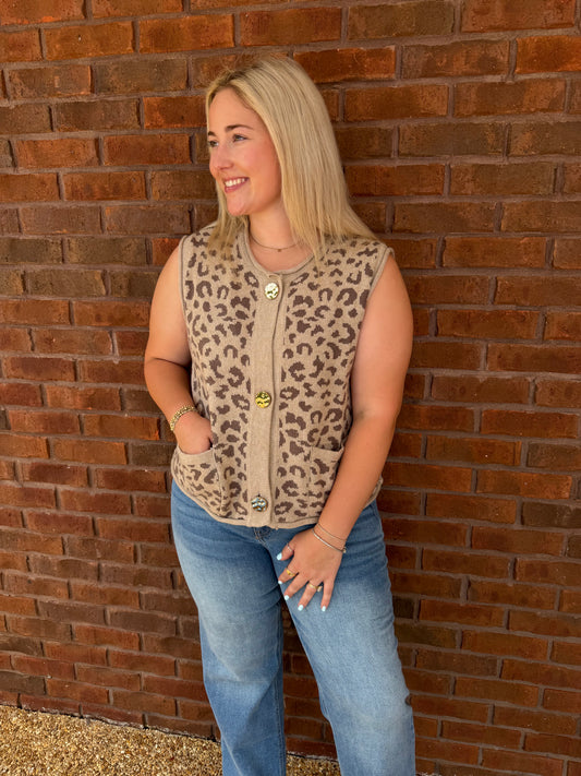 animal print sweater vest