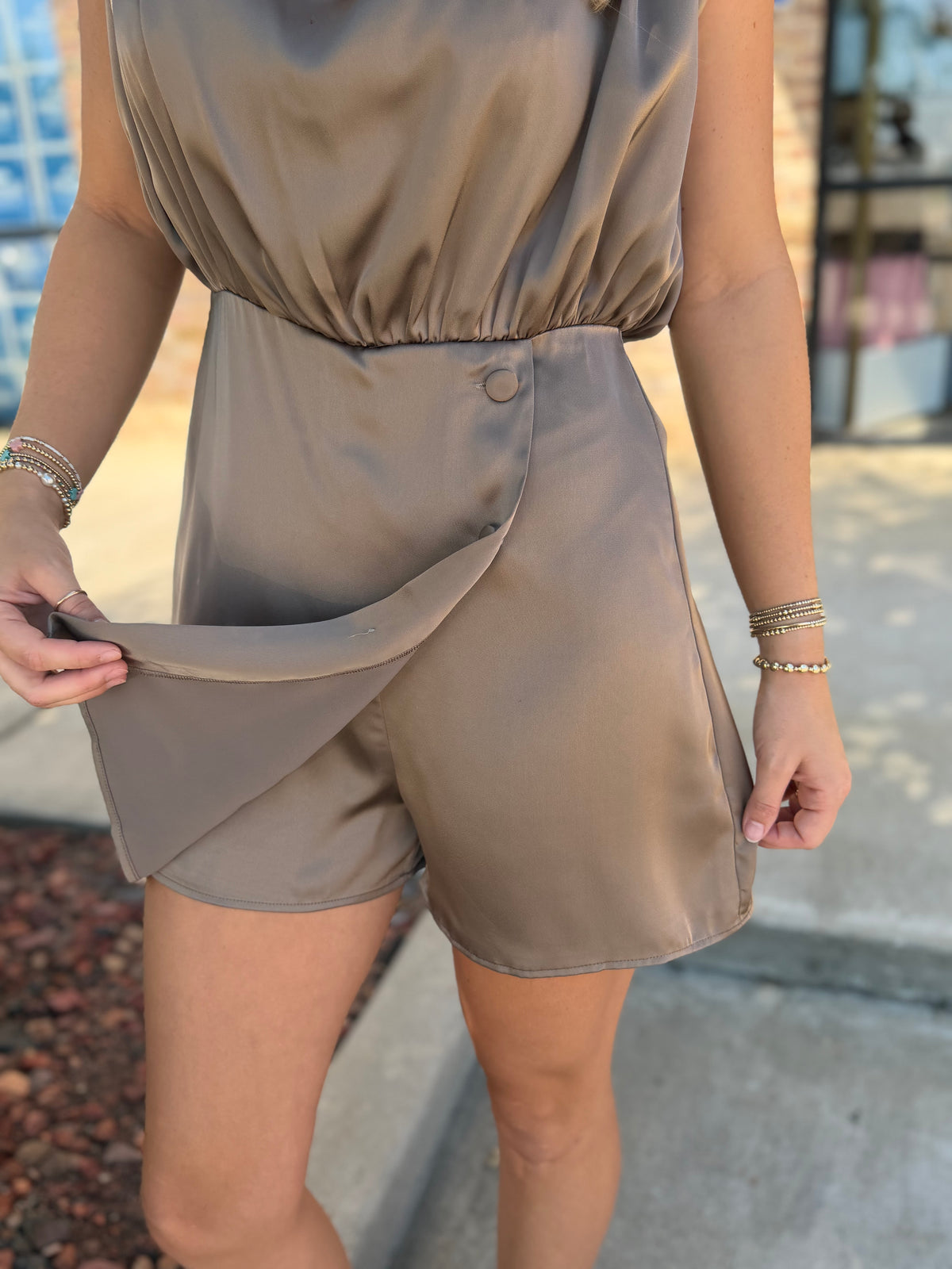 Marlee satin drape romper