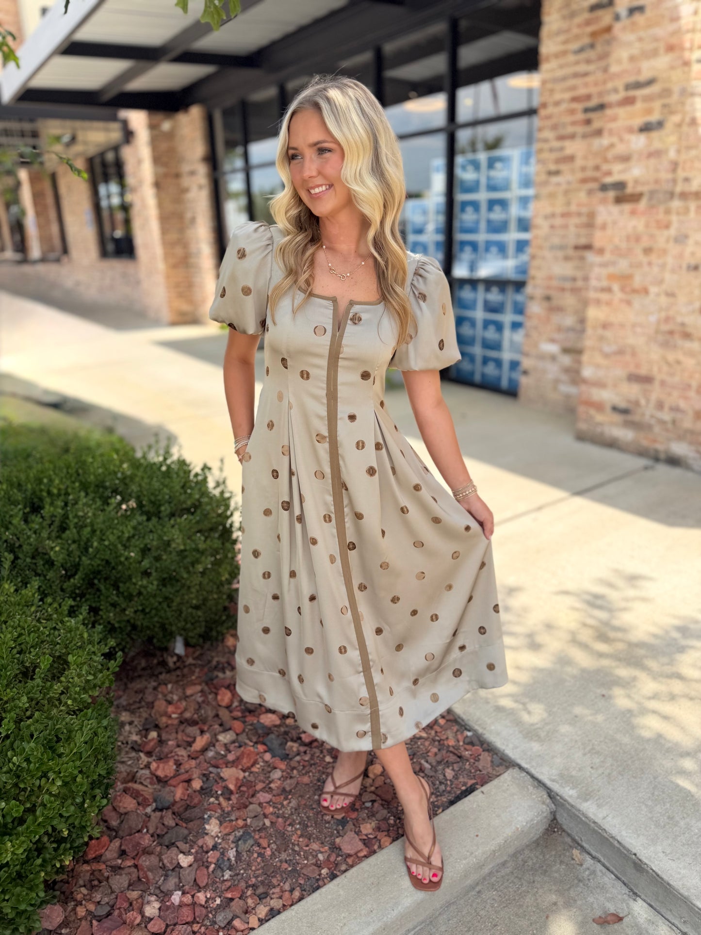 lulu polka dot midi dress