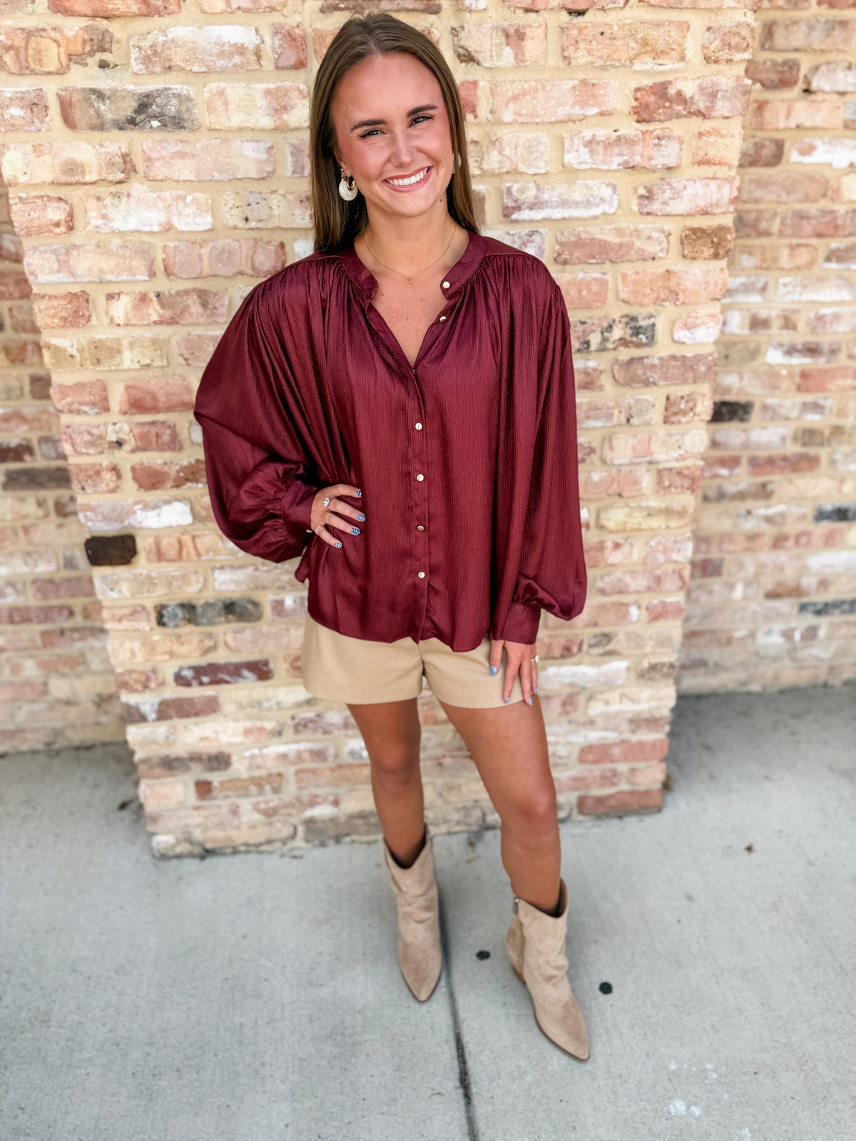 voluminous blouse - burgundy
