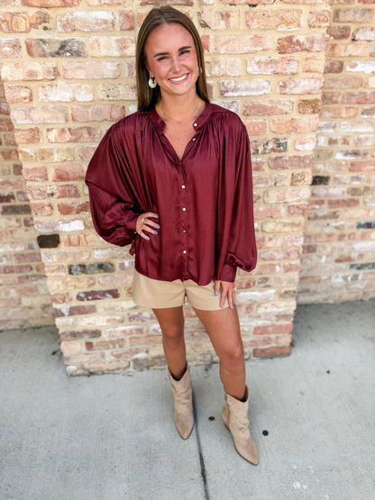 voluminous blouse - burgundy