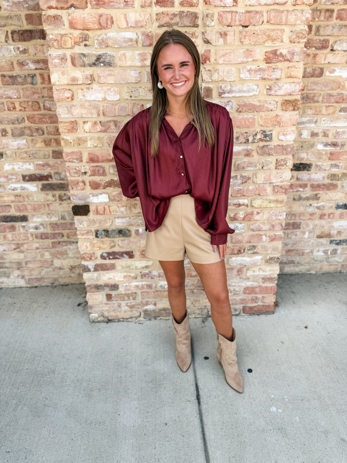 voluminous blouse - burgundy