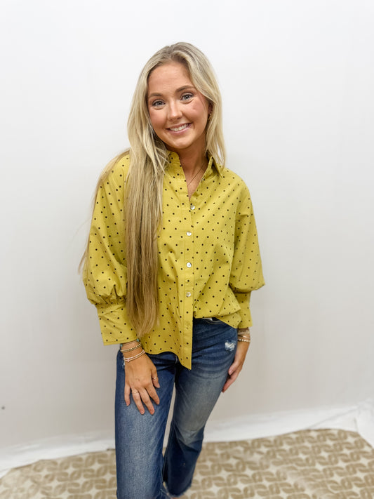 bishop polka dot top