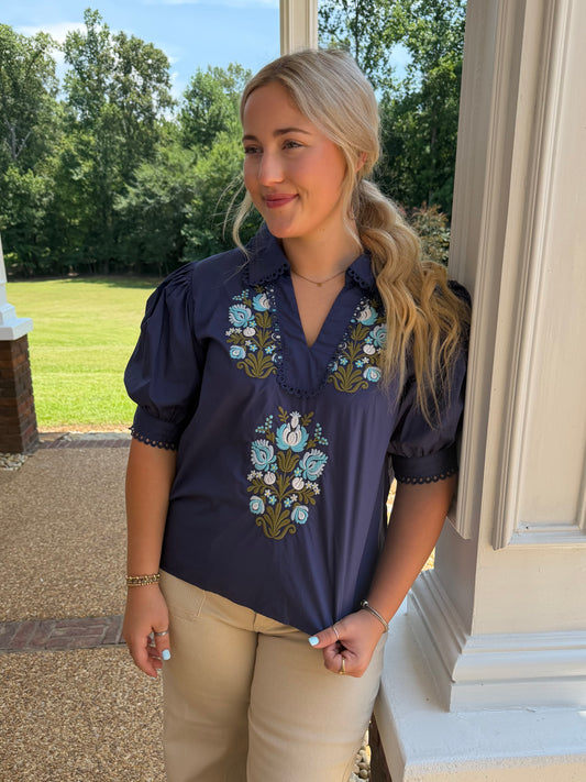 Ellene Embroidery Top