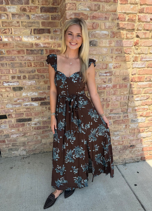 stella corset midi dress - brown