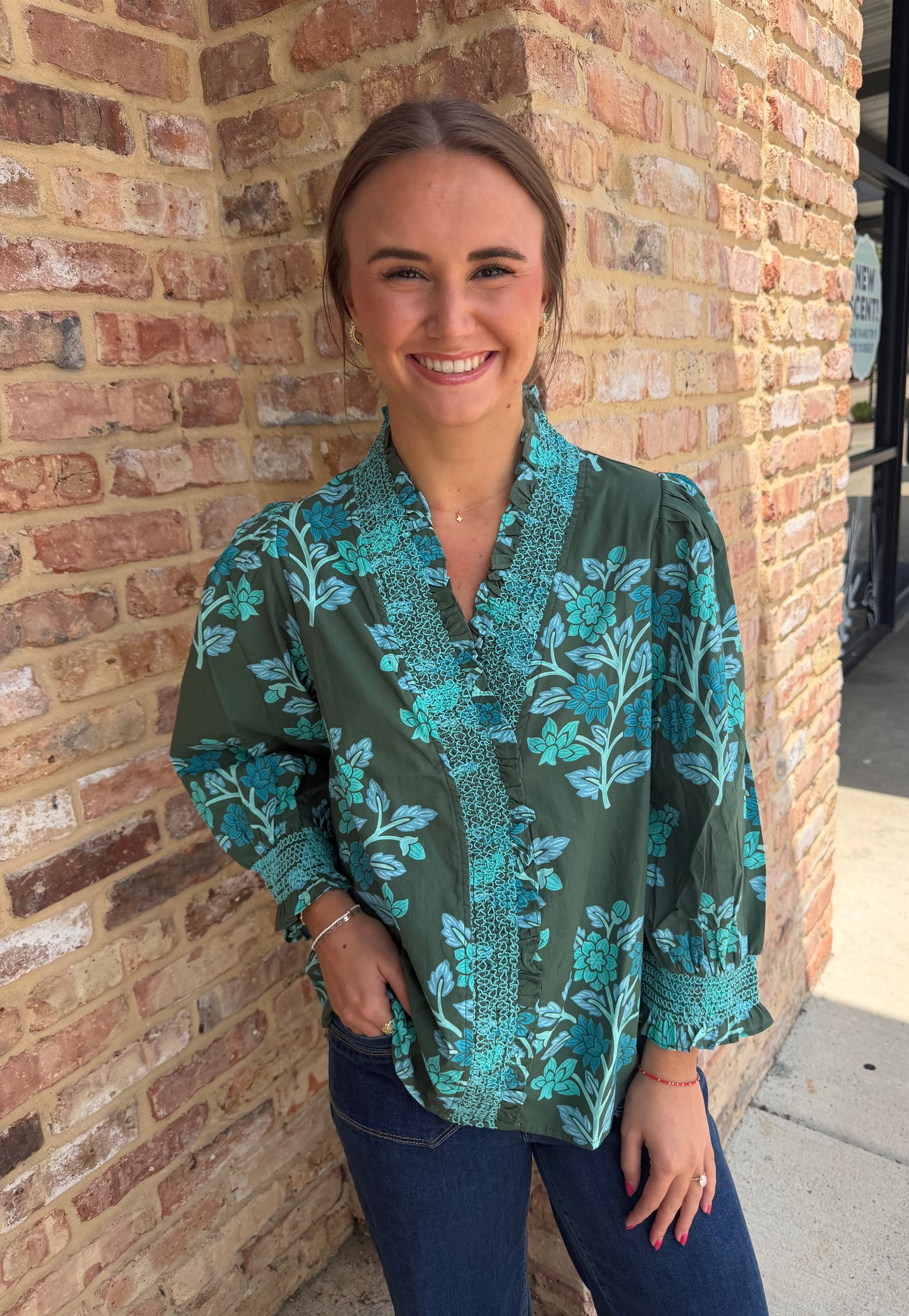 cecilia top -hunter green