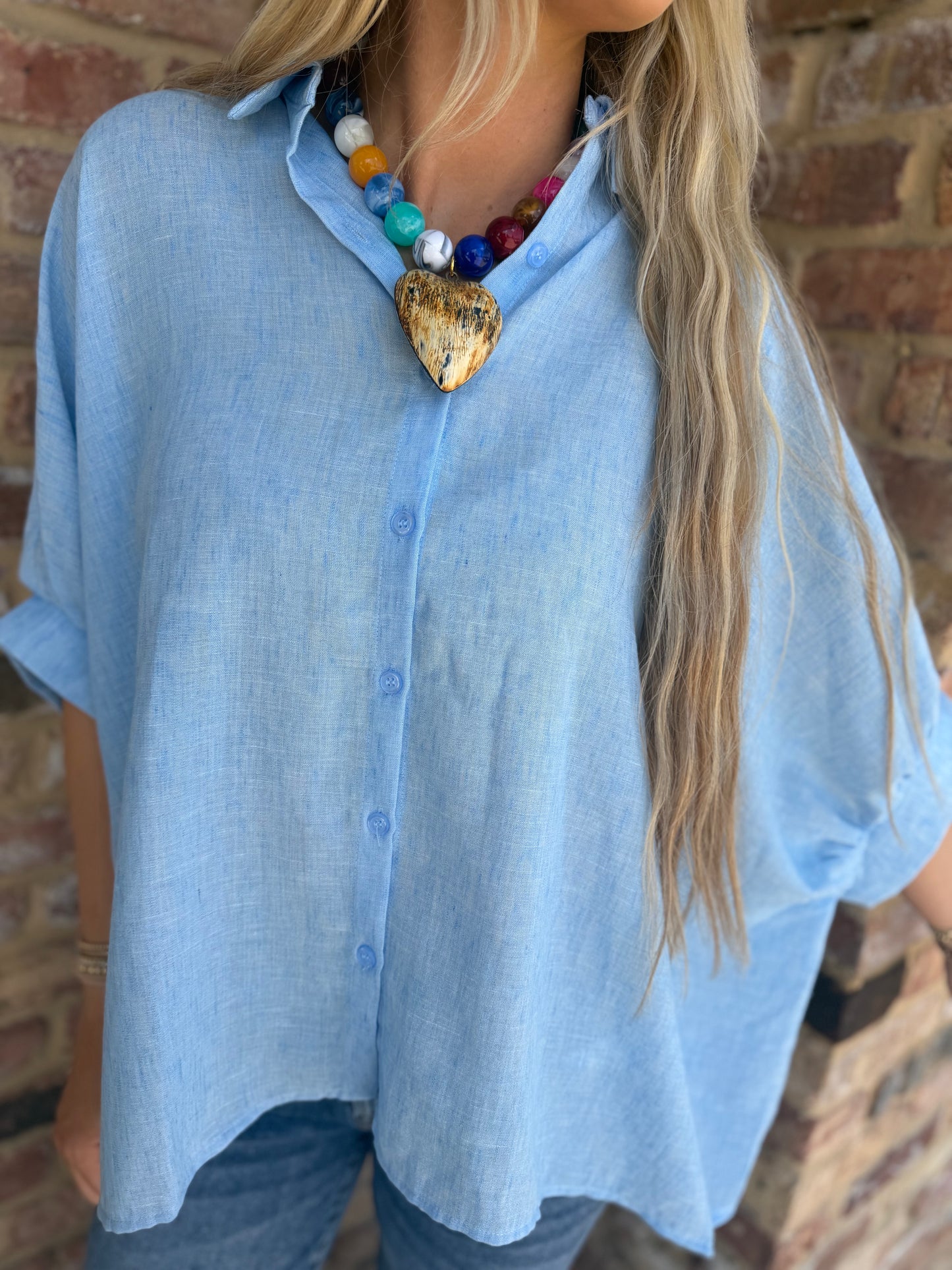 oversized button down top
