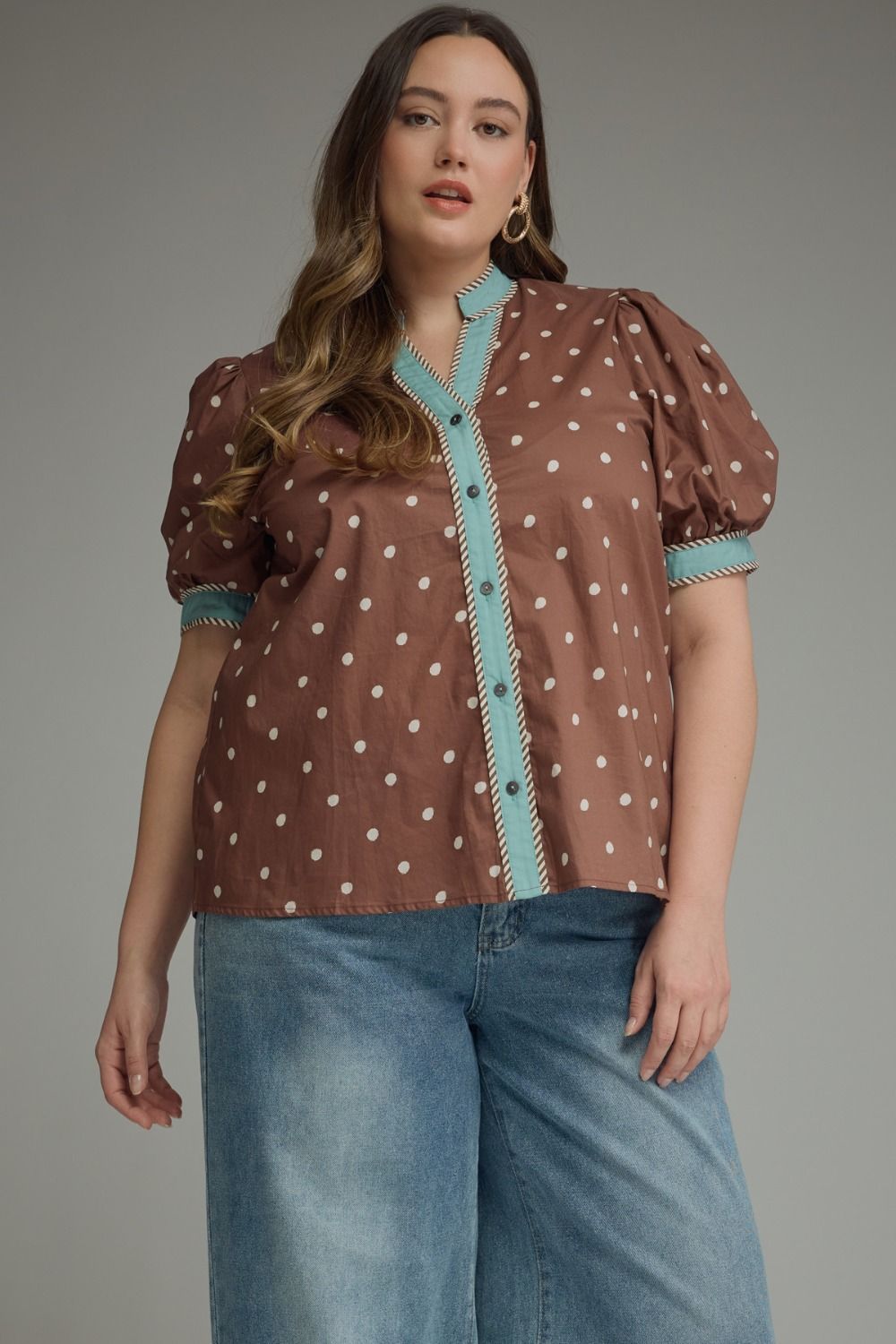 Chelsie Polka Dot Top-Curvy