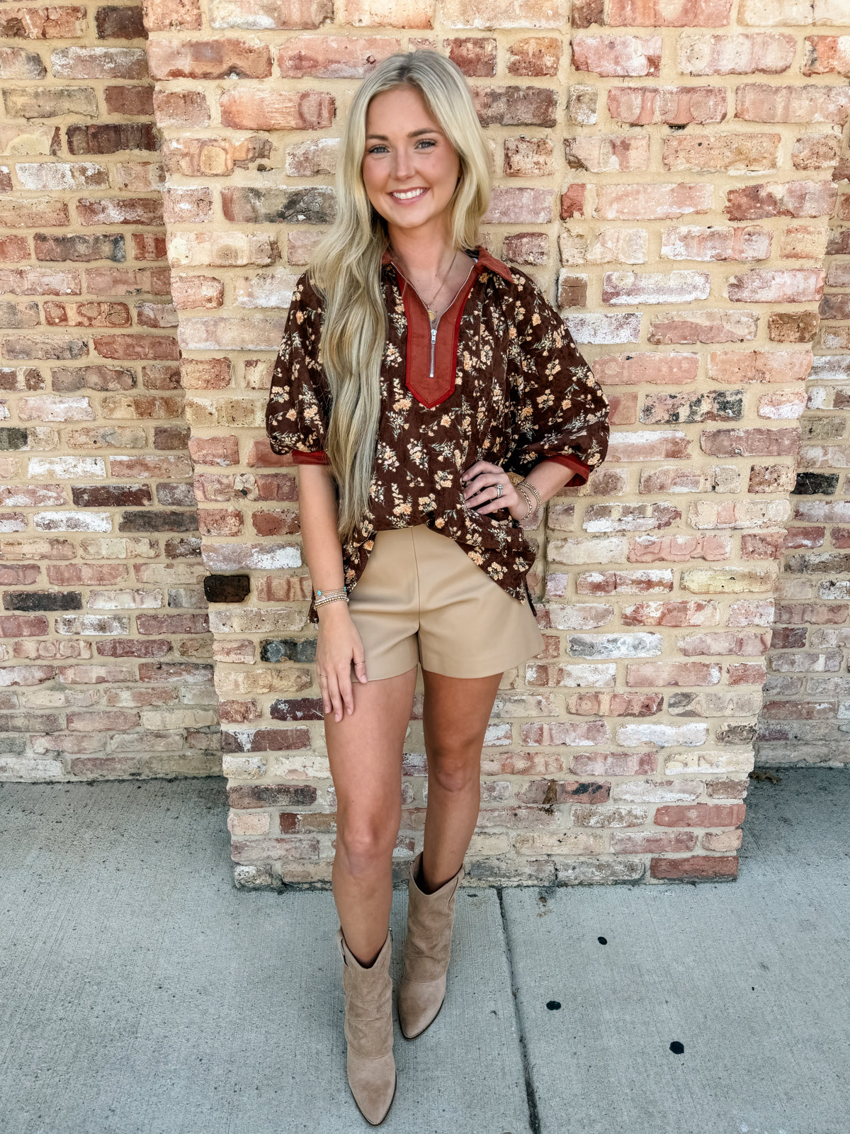stay together floral half zip top