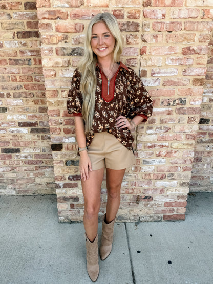 stay together floral half zip top
