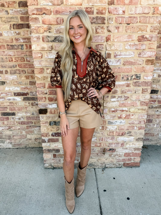 stay together floral half zip top